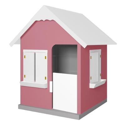 Casinha de Brinquedo Infantil com Floreiros em MDF Rosa e Branco Gran Belo