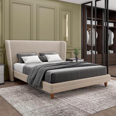 Conjunto Cama Box King Torres G91 com Cabeceira Veludo Bege Gran Belo