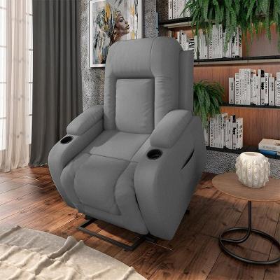 Poltrona Reclinável Elétrica Lift Crihs G23 Corino Confortável Cinza Gran Belo