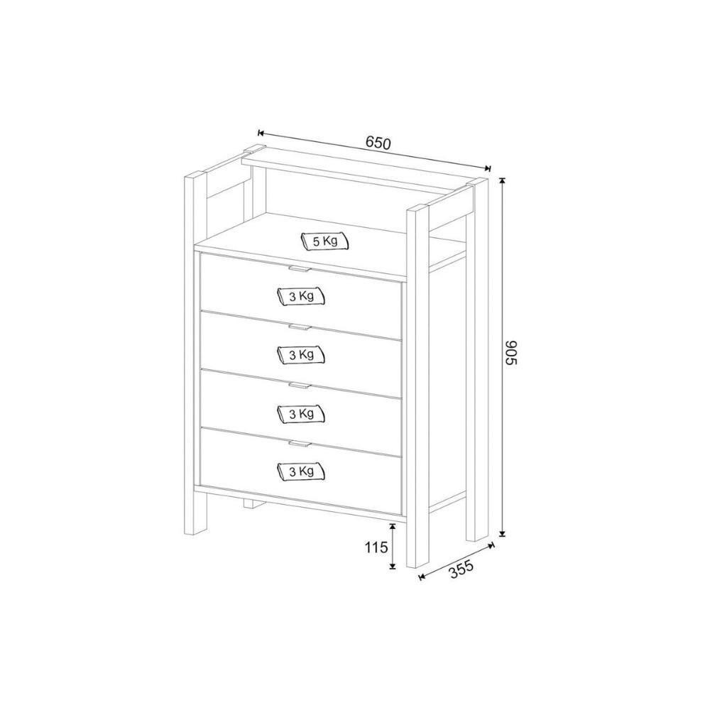 Gaveteiro p/ Escritório AZ1012 c/ 4 Gavetas Amêndoa/Branco - Tecno Mobili - 4