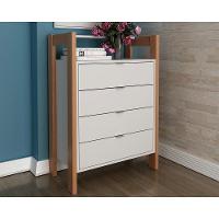 Gaveteiro p/ Escritório AZ1012 c/ 4 Gavetas Amêndoa/Branco - Tecno Mobili - 1