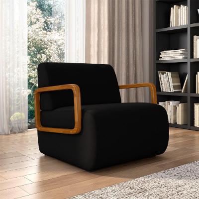 Poltrona Decorativa Odessa G33 Sala de Estar Veludo Preto Confortável Gran Belo