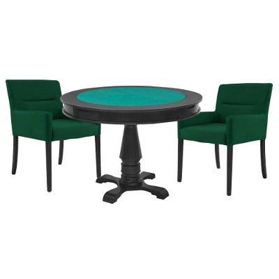 Mesa de Jogos Victoria com 2 Cadeiras Vicenza 2 Lugares Tampo MDF Reversível Preto Gran Belo