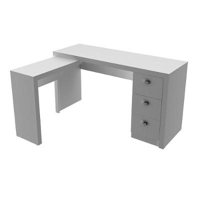 Mesa para Escritório de Canto ME4101 3 Gavetas MDP 136cm Branco Gran Belo