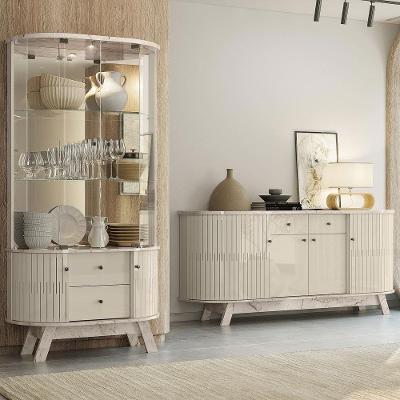 Conjunto Buffet com Cristaleira Pitt-Swank G97 MDP 183cm Off White Gran Belo