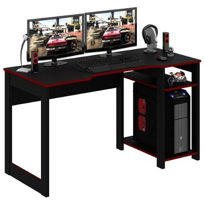 Mesa para Escritório Gamer ME4152 Home Office MDF-MDP 136cm Preto-Vermelho Gran Belo