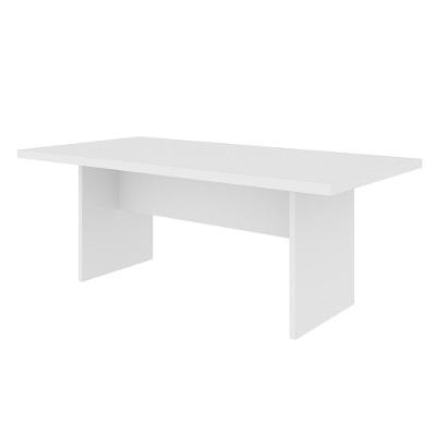 Mesa de Reunião Retangular ME4119 Home Office MDP 200cm Rustic Branco Gran Belo