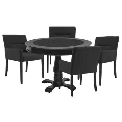 Mesa de Jogos Victoria com Tampo Reversível e 4 Cadeiras Vicenza Preto Fosco Gran Belo