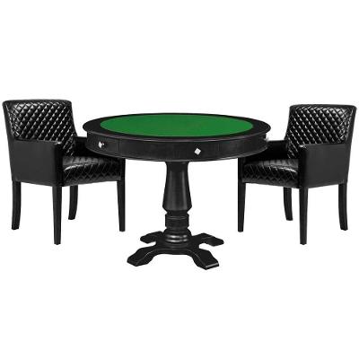 Mesa de Jogos Victoria 4 Lugares Tampo em MDF Reversível Preto com Cadeiras Liverpool Gran Belo