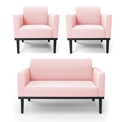 Conjunto 2 Poltronas e 1 Namoradeira Isabella Suede Rosa Bebê G19 Gran Belo