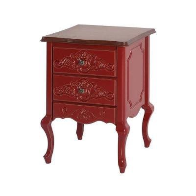 Mesa de Cabeceira Zahra G71 2 Gavetas Madeira Maciça Vermelho-Imbuía Gran Belo