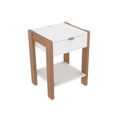 Mesa de Cabeceira Az1016 1 Gaveta Mdf Mdp Amendoa Branco Gran Belo