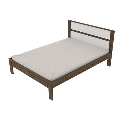 Cama de Casal CM8005 com Cama Auxiliar em MDP Nogal-Branco Gran Belo