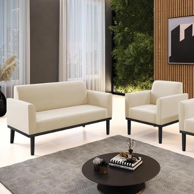Conjunto Poltrona e Namoradeira Isabella Suede Bege G19 com Espuma D-23 Gran Belo