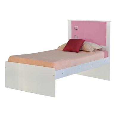 Cama Solteiro Reino Branco-rosa G68 em Mdf-mdp Branco e Rosa Gran Belo