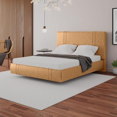 Cama Box Queen Aspen G99 com Cabeceira Estofada Pu Caramelo Gran Belo