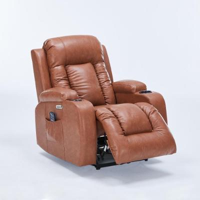 Cadeira Poltrona do Papai Elétrica Austin Reclinável com Massagem Pu Caramelo Gran Belo