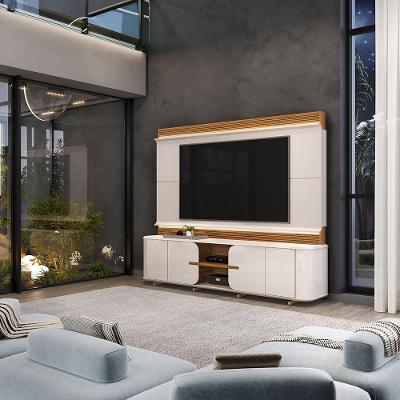 Home Estante para Tv Até 75 Ahri G18 4 Portas Mdf Off White e Freijó Gran Belo