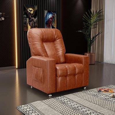 Poltrona Reclinável Pequim G23 Manual em Corino Camel para Sala de Estar Gran Belo