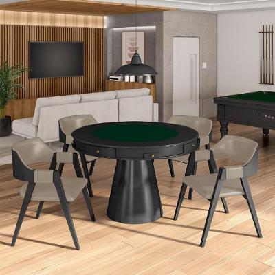 Conjunto Mesa de Jogos Carteado Bellagio G42 4 Lugares Tampo Reversível MDF Cadeiras Poker Gran Belo