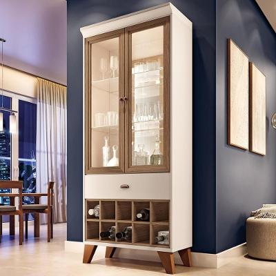 Cristaleira Bar e Adega Andorra G26 2 Portas MDP e MDF 76cm Off White e Castanho Gran Belo