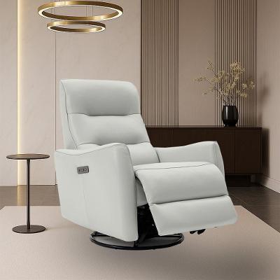 Poltrona Reclinável Elétrica Plaza G43 em Couro Branco Gelo com Usb e Usb C Gran Belo