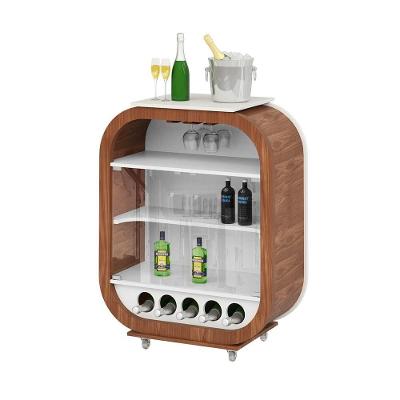 Cristaleira Bar com Nicho Ateneu G42 2 Portas 3 Prateleiras Madeira Maciça e MDF 70cm Imbuia-Branco