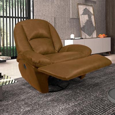 Poltrona Reclinável Manual Glider Giratória Carrie G40 Couro Caramelo Manchado Gran Belo