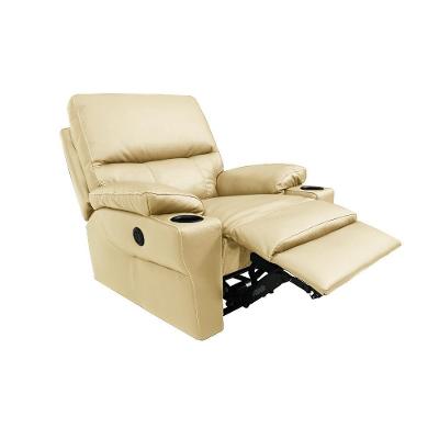 Poltrona Reclinável Mia Power Elétrico Couro Creme G40 para Sala de Estar Gran Belo