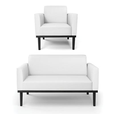 Conjunto Poltrona e Namoradeira Isabella G19 Couro Sintético Branco Gran Belo