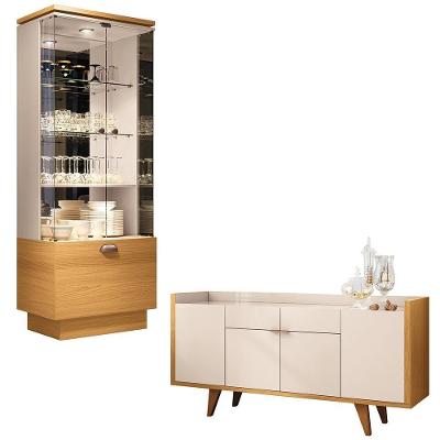 Conjunto Cristaleira e Buffet Peggy Albâni Off White Cinamomo G26 Gran Belo