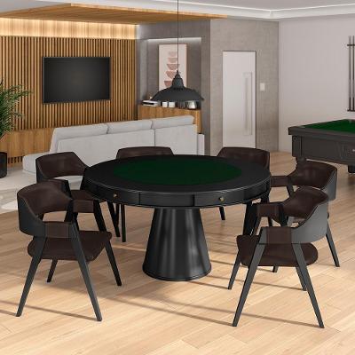 Conjunto Mesa de Jogos Bellagio G42 Madeira Maciça 140cm Marrom Gran Belo