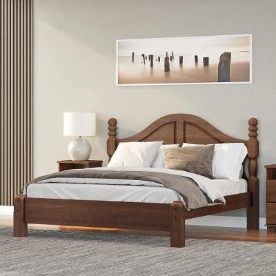 Cama de Casal Queen Size Naipe Café G74 em Madeira Maciça Café Gran Belo
