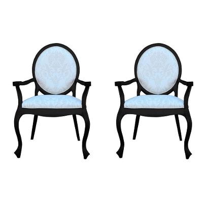 Kit 2 Poltronas Decorativas Adrie Sala de Estar Sarja Bege-preto Fosco Gran Belo