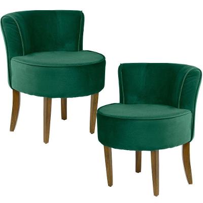 Kit 2 Poltronas Decorativas Ayla para Sala de Estar Veludo Verde G15 Gran Belo