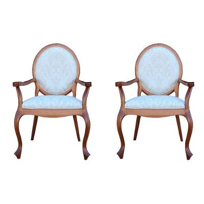 Kit 2 Poltronas Decorativas Adrie Sala de Estar Sarja Bege-Amêndoa Mel Gran Belo