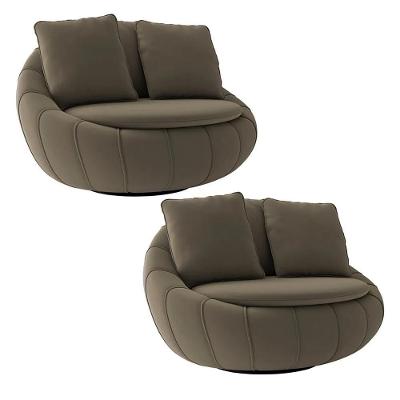 Kit 2 Poltrona Giratória Afrodite G45 Sala de Estar Veludo Marrom Claro com Almofadas Gran Belo