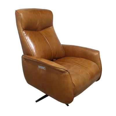Poltrona Reclinável Elétrica Conde G76 Giratória Couro Caramelo com Usb Gran Belo