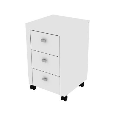 Gaveteiro para Escritório ME4108 3 Gavetas MDP com Rodízios Branco Gran Belo