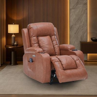 Poltrona Reclinável Elétrica Austin G94 com Massagem Aquecimento Pu Caramelo Gran Belo