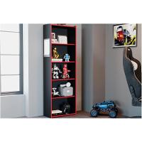 Estante de Livros MB 1022 c/ 5 Nichos Preto/Vermelho - Movelbento - 1