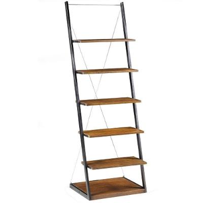 Estante Escada Marjory Grafite Rustic Brown 5 Prateleiras em Aço para Escritório Gran Belo