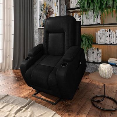 Poltrona Reclinável Crihs Lift G23 com Massagem e Aquecimento Pu Preto Brilho Gran Belo