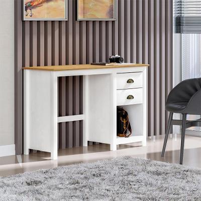Escrivaninha Osiris G74 2 Gavetas Madeira Maciça 110cm Branco-freijó Gran Belo