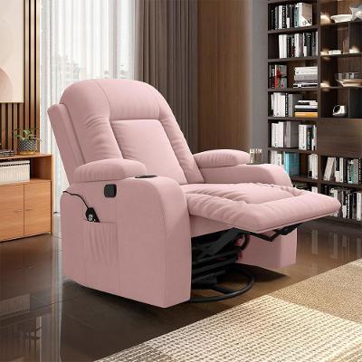 Poltrona Reclinável Crihs G23 com Massagem e Aquecimento Veludo Rosê Gran Belo