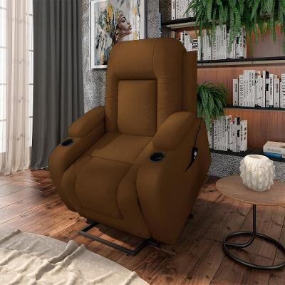 Poltrona Reclinável Crihs Lift G23 com Massagem e Aquecimento Pu Caramelo Gran Belo