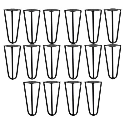 Kit 16 Pés Hairpin Legs G41 Metal para Mesas de Centro Puffs 15cm Preto Gran Belo