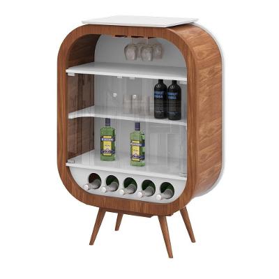 Cristaleira Bar com Nicho Ateneu G42 2 Portas 3 Prateleiras Madeira Maciça e MDF 70cm Imbuia