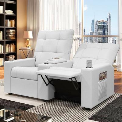 Poltrona Reclinável 2 Lugares Movie G23 com Baú Usb Couro Sintético Branco Gran Belo