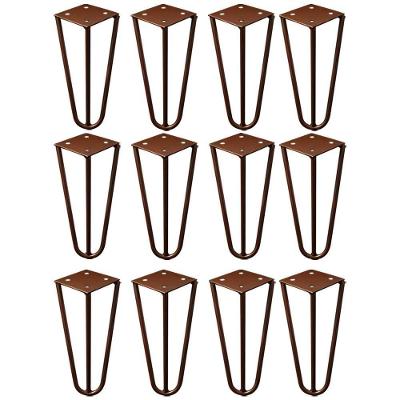 Kit 12 Pés de Metal Hairpin Legs Gran Belo G41 para Móveis Ferro Maciço 15cm Bronze
